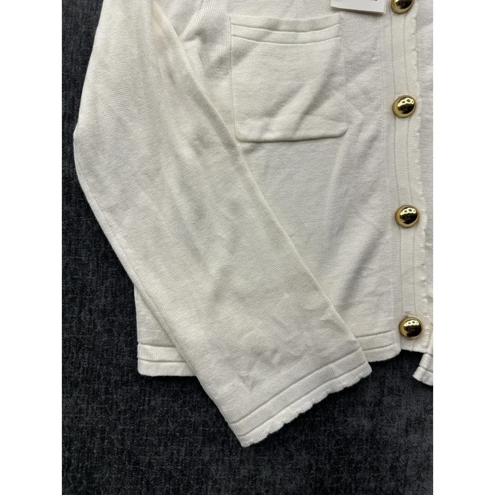 Free Assembly Cardigan Sweater Womens Large White Relaxed Fit Tight‎ Knit Warm